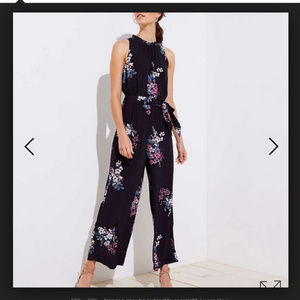LOFT | Flowered Tie Waist Jumpsuit